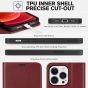 TUCCH iPhone 13 Pro Wallet Case, iPhone 13 Pro PU Leather Case, Folio Flip Cover with RFID Blocking and Kickstand - Dark Red