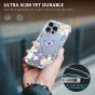 TUCCH iPhone 13 Pro Clear TPU Case Non-Yellowing, Transparent Thin Slim Scratchproof Shockproof TPU Case with Tempered Glass Screen Protector for iPhone 13 Pro 5G - Purple Lilac Flower