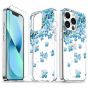 TUCCH iPhone 13 Pro Clear TPU Case Non-Yellowing, Transparent Thin Slim Scratchproof Shockproof TPU Case with Tempered Glass Screen Protector for iPhone 13 Pro 5G - Blue Flowers