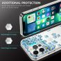 TUCCH iPhone 13 Pro Clear TPU Case Non-Yellowing, Transparent Thin Slim Scratchproof Shockproof TPU Case with Tempered Glass Screen Protector for iPhone 13 Pro 5G - Blue Flowers