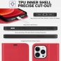 TUCCH iPhone 13 Pro Max Wallet Case, iPhone 13 Pro Max PU Leather Case with Folio Flip Book RFID Blocking, Stand, Card Slots, Magnetic Clasp Closure - Bright Red