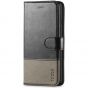 TUCCH iPhone 8 Plus Wallet Case, iPhone 7 Plus Case, Premium PU Leather Flip Folio Case - Black & Grey