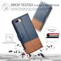 TUCCH iPhone 8 Plus Wallet Case, iPhone 7 Plus Case, Premium PU Leather Flip Folio Case - Dark Blue & Brown