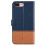 TUCCH iPhone 8 Plus Wallet Case, iPhone 7 Plus Case, Premium PU Leather Flip Folio Case - Dark Blue & Brown