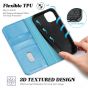 TUCCH iPhone 12 Wallet Case, iPhone 12 Pro Wallet Case, Flip Cover with Stand, Credit Card Slots, Magnetic Closure for iPhone 12 / Pro 6.1-inch 5G Shiny Light Blue