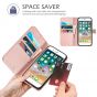 TUCCH iPhone 8 Plus Wallet Case, iPhone 7 Plus Case, Premium PU Leather Flip Folio Case - Shiny Rose Gold