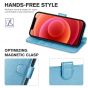 TUCCH iPhone 12 Wallet Case, iPhone 12 Pro Case, iPhone 12 / Pro 6.1-inch Flip Case - Shiny Light Blue