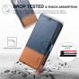 TUCCH iPhone 13 Wallet Case, iPhone 13 PU Leather Case, Folio Flip Cover with RFID Blocking, Credit Card Slots, Magnetic Clasp Closure - Blue & Brown