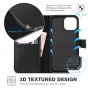TUCCH iPhone 13 Wallet Case, iPhone 13 PU Leather Case, Folio Flip Cover with RFID Blocking, Credit Card Slots, Magnetic Clasp Closure - Black & Grey