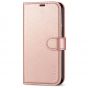 TUCCH iPhone 13 Wallet Case, iPhone 13 PU Leather Case, Folio Flip Cover with RFID Blocking, Credit Card Slots, Magnetic Clasp Closure - Shiny Rose Gold