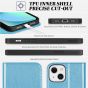 TUCCH iPhone 13 Wallet Case, iPhone 13 PU Leather Case, Flip Cover with Stand, Credit Card Slots, Magnetic Closure - Shiny Light Blue