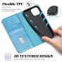TUCCH iPhone 13 Wallet Case, iPhone 13 PU Leather Case, Flip Cover with Stand, Credit Card Slots, Magnetic Closure - Shiny Light Blue