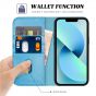 TUCCH iPhone 13 Wallet Case, iPhone 13 PU Leather Case, Flip Cover with Stand, Credit Card Slots, Magnetic Closure - Shiny Light Blue