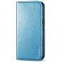 TUCCH iPhone 13 Wallet Case, iPhone 13 PU Leather Case, Flip Cover with Stand, Credit Card Slots, Magnetic Closure - Shiny Light Blue