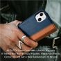 TUCCH iPhone 13 Wallet Case, iPhone 13 PU Leather Case, Flip Cover with Stand, Credit Card Slots, Magnetic Closure - Dark Blue & Brown