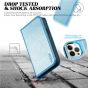 TUCCH iPhone 13 Pro Wallet Case, iPhone 13 Pro PU Leather Case with Folio Flip Book Style, Kickstand, Card Slots, Magnetic Closure - Shiny Light Blue