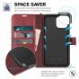 TUCCH iPhone 13 Pro Max Wallet Case, iPhone 13 Pro Max PU Leather Case with Folio Flip Book RFID Blocking, Stand, Card Slots, Magnetic Clasp Closure Strap - Dark Red