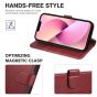 TUCCH iPhone 13 Pro Max Wallet Case, iPhone 13 Pro Max PU Leather Case with Folio Flip Book RFID Blocking, Stand, Card Slots, Magnetic Clasp Closure Strap - Dark Red