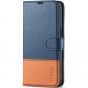 TUCCH iPhone 15 Plus Wallet Case, iPhone 15 Plus Leather Cover - Dark Blue & Brown