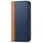 TUCCH iPhone 15 Pro Wallet Case, iPhone 15 Pro Shockproof Case with Front Cover - Dark Blue&Brown