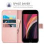 TUCCH iPhone 7 Wallet Case, iPhone 8 Case, Premium PU Leather Case - Shiny Rose Gold