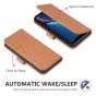 TUCCH iPhone XS Wallet Case, iPhone X / XS Leather Cover, Auto Sleep/Wake up, Magnet Clasp, Stand - Light Brown