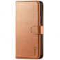 TUCCH iPhone XS Wallet Case, iPhone X / XS Leather Cover, Auto Sleep/Wake up, Magnet Clasp, Stand - Light Brown