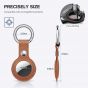 AirTag Tracker Holder Cover with Key Ring - PU Leather AirTag Cover Case Brown-2 Pack