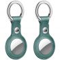 AirTag Tracker Holder Cover with Key Ring - PU Leather AirTag Cover Case Myrtle Green-2 Pack