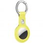 AirTag Tracker Holder Cover with Key Ring - PU Leather AirTag Cover Case Yellow-1 Pack
