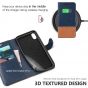 TUCCH iPhone XR Wallet Case - iPhone XR Leather Cover - Dark Blue & Brown
