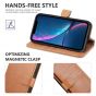TUCCH iPhone XS Wallet Case, iPhone X / XS Leather Cover, Auto Sleep/Wake up, Magnet Clasp, Stand - Light Brown