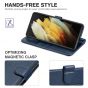 TUCCH SAMSUNG S21FE Wallet Case, SAMSUNG Galaxy S21 FE Case with Magnetic Clasp - Dark Blue