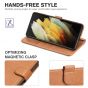 TUCCH SAMSUNG S21FE Wallet Case, SAMSUNG Galaxy S21 FE Case with Magnetic Clasp - Light Brown