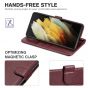 TUCCH SAMSUNG S21FE Wallet Case, SAMSUNG Galaxy S21 FE Case with Magnetic Clasp - Wine Red