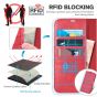 TUCCH SAMSUNG GALAXY S22 Wallet Case, SAMSUNG S22 PU Leather Case Flip Cover - Red