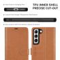 TUCCH SAMSUNG GALAXY S22 Wallet Case, SAMSUNG S22 PU Leather Case Flip Cover - Light Brown