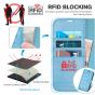 TUCCH SAMSUNG GALAXY S22 Wallet Case, SAMSUNG S22 PU Leather Case Flip Cover - Shiny Light Blue