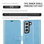 TUCCH SAMSUNG GALAXY S22 Wallet Case, SAMSUNG S22 PU Leather Case Flip Cover - Shiny Light Blue