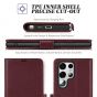 TUCCH SAMSUNG S22 Ultra Wallet Case, SAMSUNG Galaxy S22 Ultra PU Leather Cover Book Flip Folio Case with Dual Magnetic Tab - Wine Red