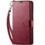 TUCCH SAMSUNG GALAXY S23FE Wallet Case, SAMSUNG S23FE PU Leather Case Flip Cover - Wrist Strap Wine Red