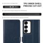 TUCCH SAMSUNG GALAXY S23 Plus Wallet Case, SAMSUNG S23 Plus PU Leather Case Book Flip Folio Cover - Dark Blue & Brown