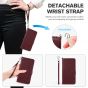 TUCCH SAMSUNG GALAXY S23 Plus Wallet Case, SAMSUNG S23 Plus PU Leather Case Book Flip Folio Cover - Wrist Strap - Wine Red