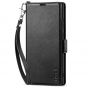 TUCCH SAMSUNG S23 Ultra Wallet Case, SAMSUNG Galaxy S23 Ultra PU Leather Cover Book Flip Folio Case - Wrist Strap - Black