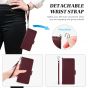 TUCCH SAMSUNG S23 Ultra Wallet Case, SAMSUNG Galaxy S23 Ultra PU Leather Cover Book Flip Folio Case - Wrist Strap - Wine Red