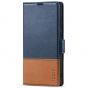 TUCCH SAMSUNG S23 Ultra Wallet Case, SAMSUNG Galaxy S23 Ultra PU Leather Cover Book Flip Folio Case - Dark Blue & Brown