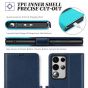 TUCCH SAMSUNG S23 Ultra Wallet Case, SAMSUNG Galaxy S23 Ultra PU Leather Cover Book Flip Folio Case - Dark Blue & Light Blue