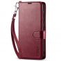 TUCCH SAMSUNG GALAXY S23 Wallet Case, SAMSUNG S23 PU Leather Case Flip Cover - Strap - Wine Red