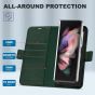 TUCCH SAMSUNG GALAXY Z FOLD 3 Wallet Case, SAMSUNG Z FOLD 3 Flip Case with S Pen Holder - Midnight Green