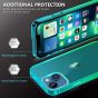 TUCCH iPhone 13 Mini Clear TPU Case Non-Yellowing, Transparent Thin Slim Scratchproof Shockproof TPU Case with Tempered Glass Screen Protector for iPhone 13 Mini 5G(5.4-Inch) - Blue&Green